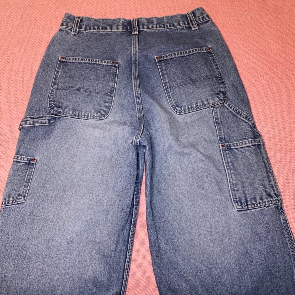 Vintage Limited Jeans Womens Carpenter Pants Size 8 Blue Denim Wide Leg Utility - Picture 2 of 8